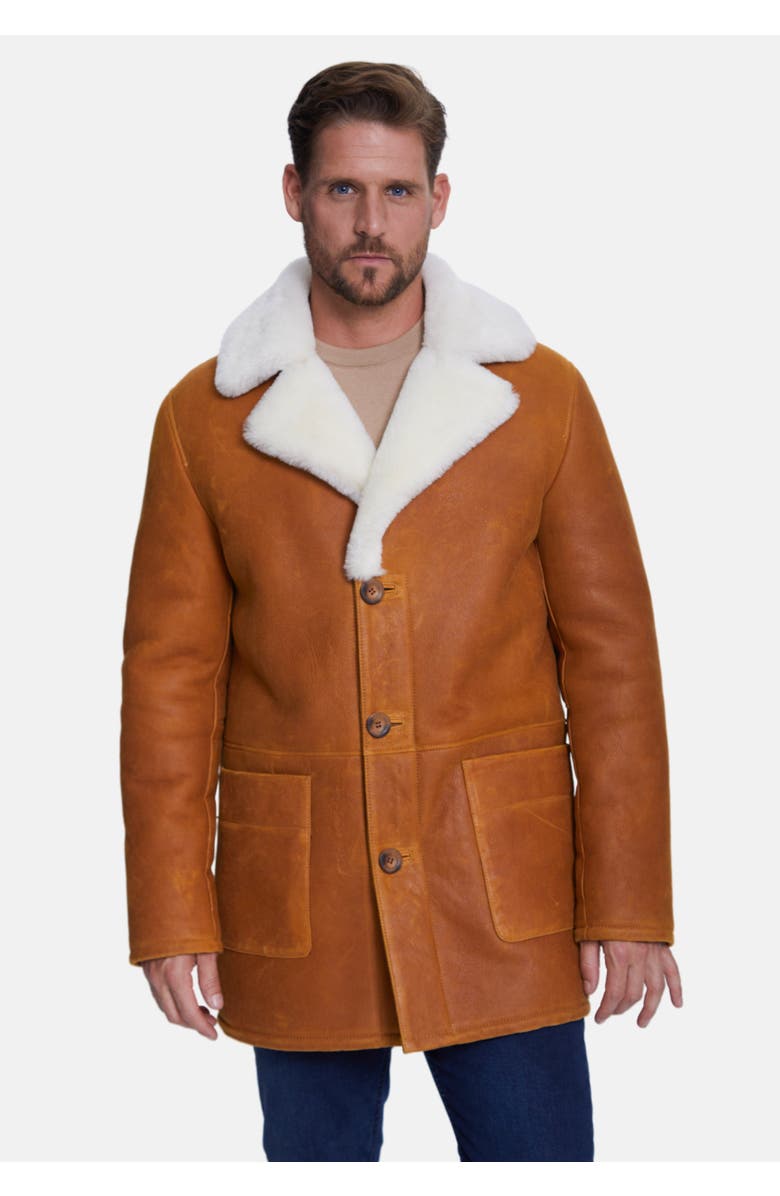 Furniq UK William Shearling Coat, Main, color, Whiskey