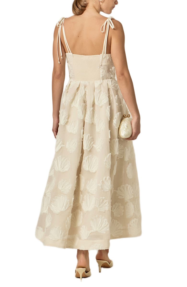 English Factory Shell Sleeveless Midi Dress, Alternate, color, Off White