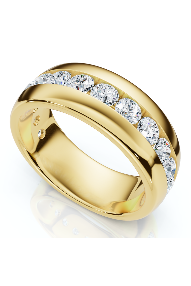 1 1/2Ct Men's Diamond Wedding Anniversary Ring 10k Gold Channel Set Lab Grown, Main, color, 10k Yellow Gold