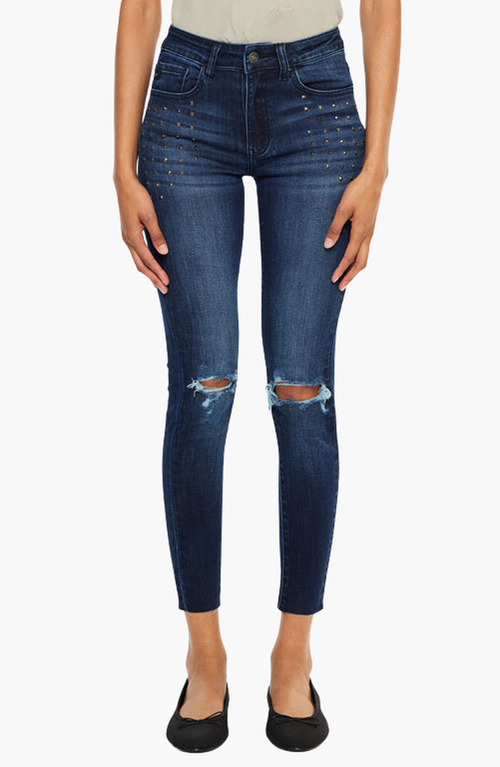 Kancan Kate Dark Wash Mid Rise Ankle Skinny Jeans In Blue