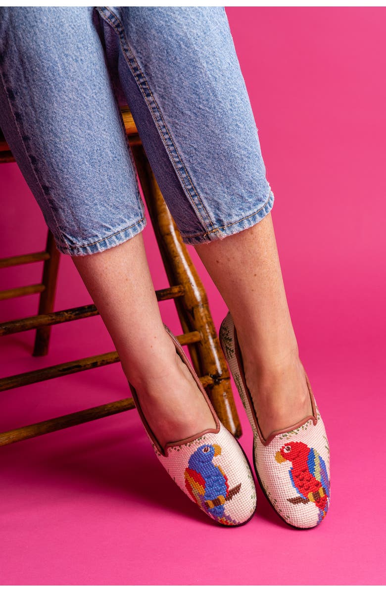 ByPaige BY PAIGE Needlepoint Parrot Flat, Alternate, color, Tan Multi