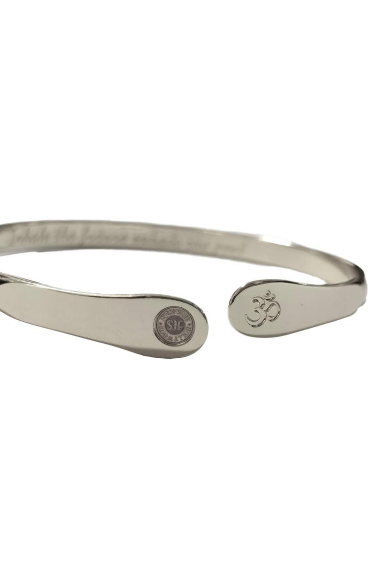 Yoga Bracelets, Om Bracelets, Engraved Bracelets Inhale the future exhale the past- The Om Symbol, Alternate, color, Silver