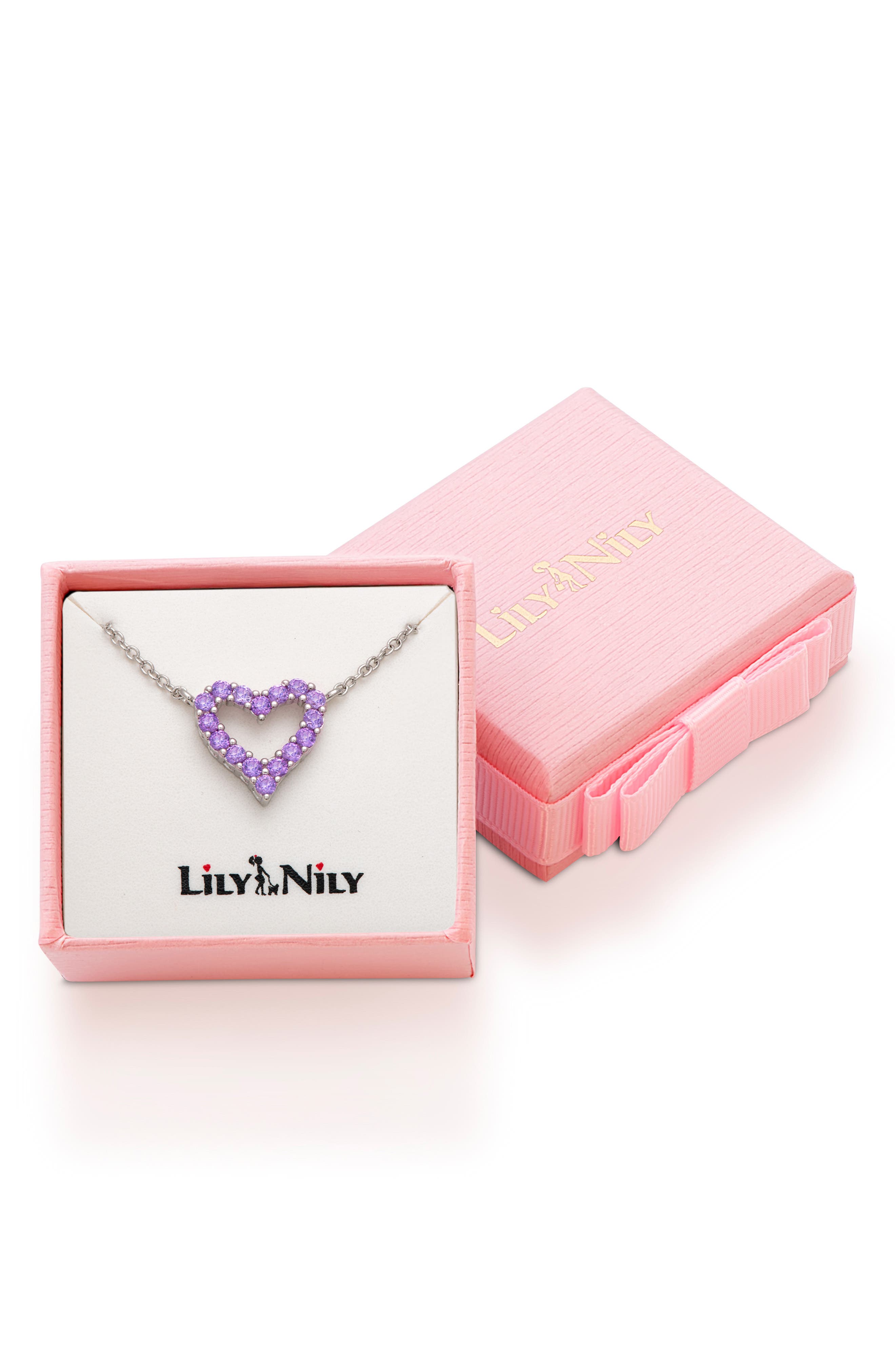 Lily Nily Open Heart Cubic Zirconia Pendant Necklace | Nordstrom