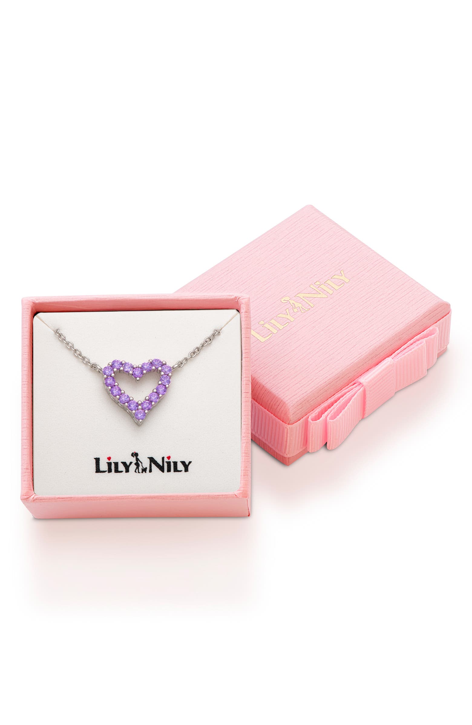 Lily Nily Open Heart Cubic Zirconia Pendant Necklace | Nordstrom