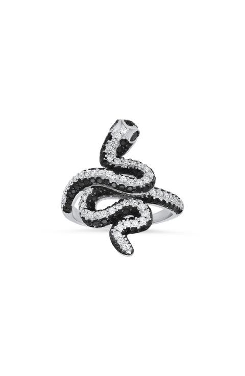 Sterling Silver Cubic Zirconia Snake Ring