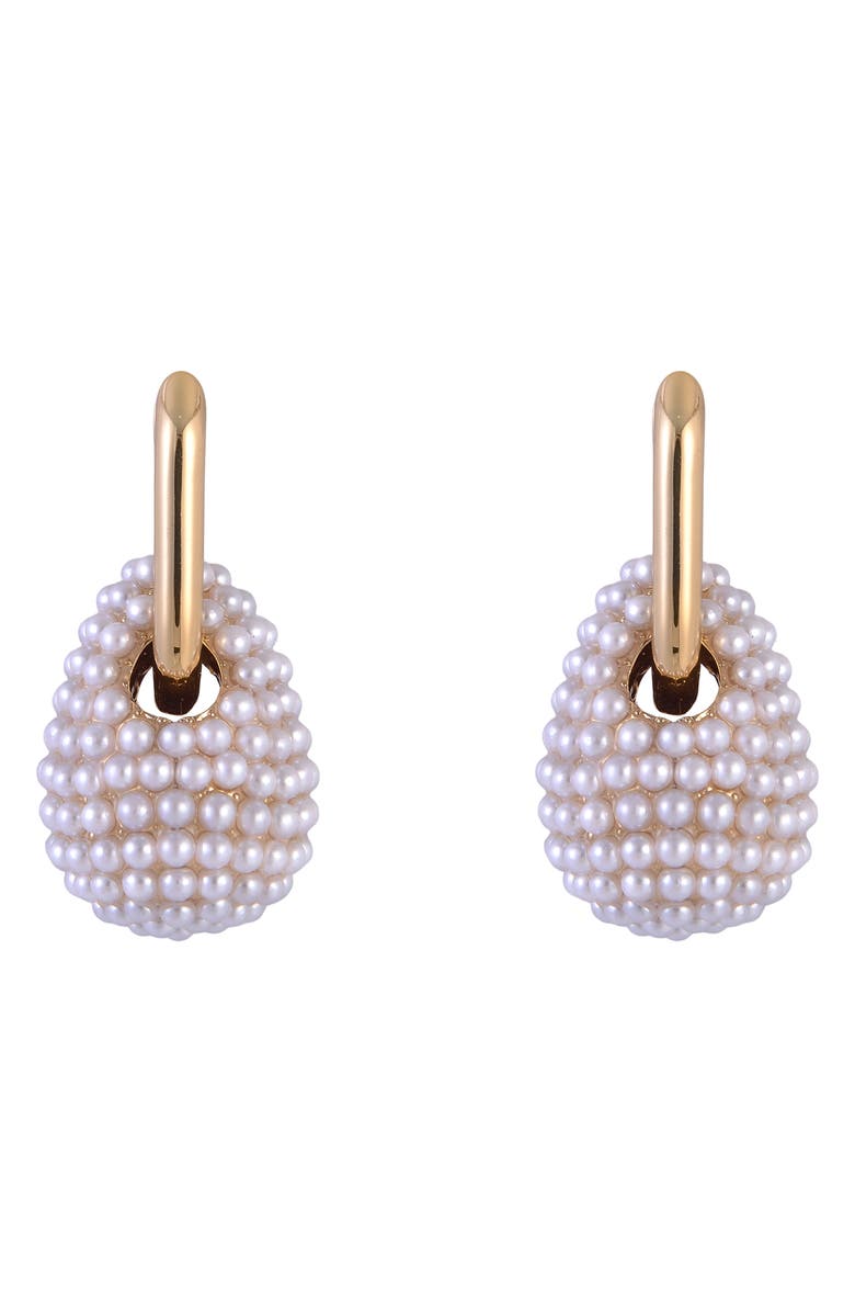 Laundry by Shelli Segal Faux Pearl Drop Huggie Hoop Earrings, Alternate, color,