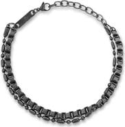 Yield of Men Oxidized Double Layer Chain Bracelet