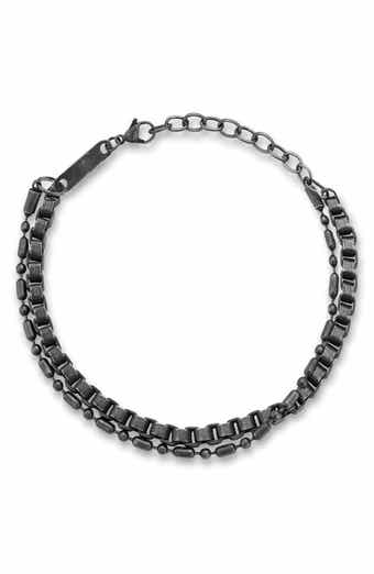 Yield of Men Oxidized Double Layer Chain Bracelet