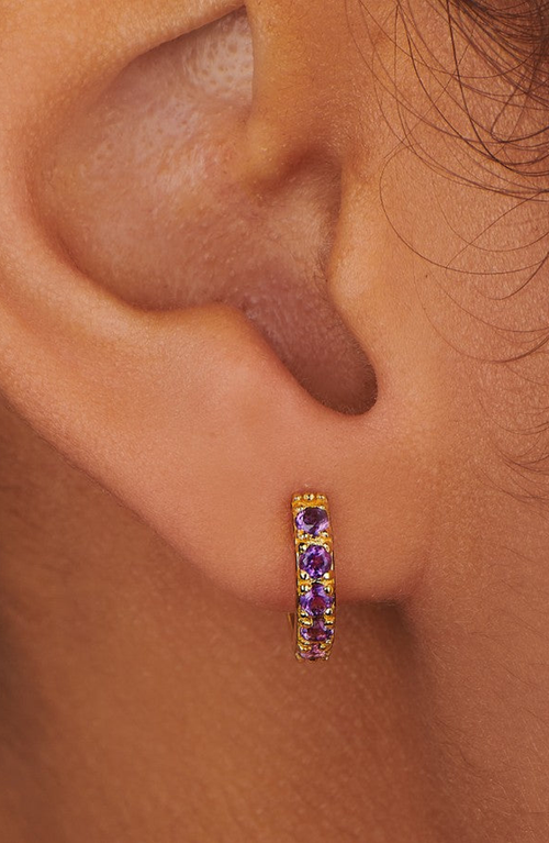 Little Sky Stone Birthstone Huggies In Purple