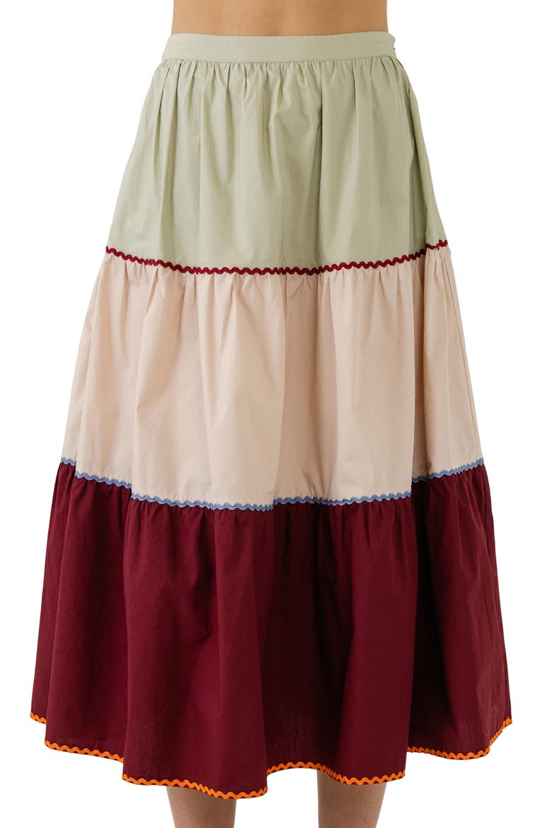 Colorblock Midi Skirt, Alternate, color, MULTI