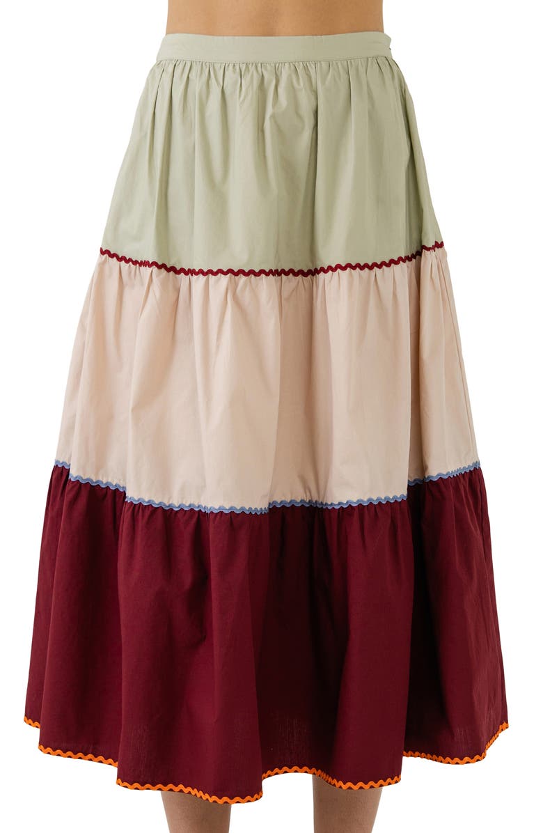 English Factory Colorblock Midi Skirt, Alternate, color, Multi