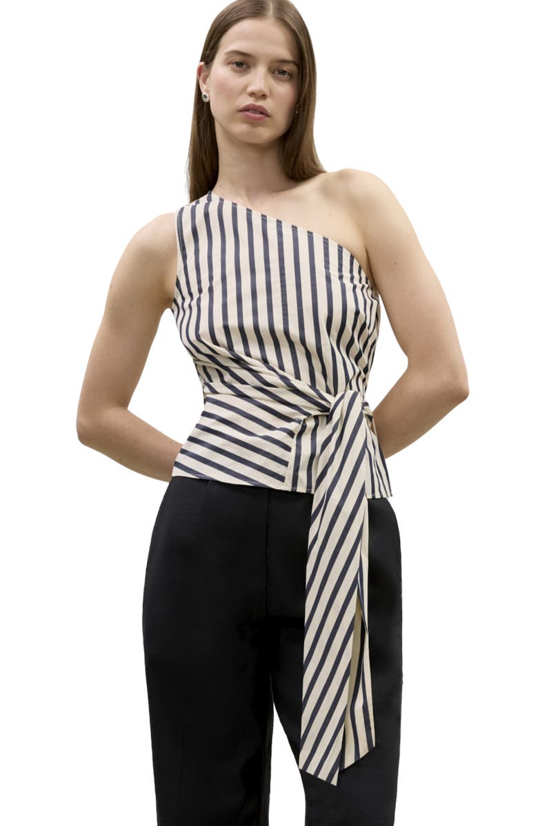 Rebecca Taylor Isla Stripe Poplin Top, Main, color, Cream Stripe