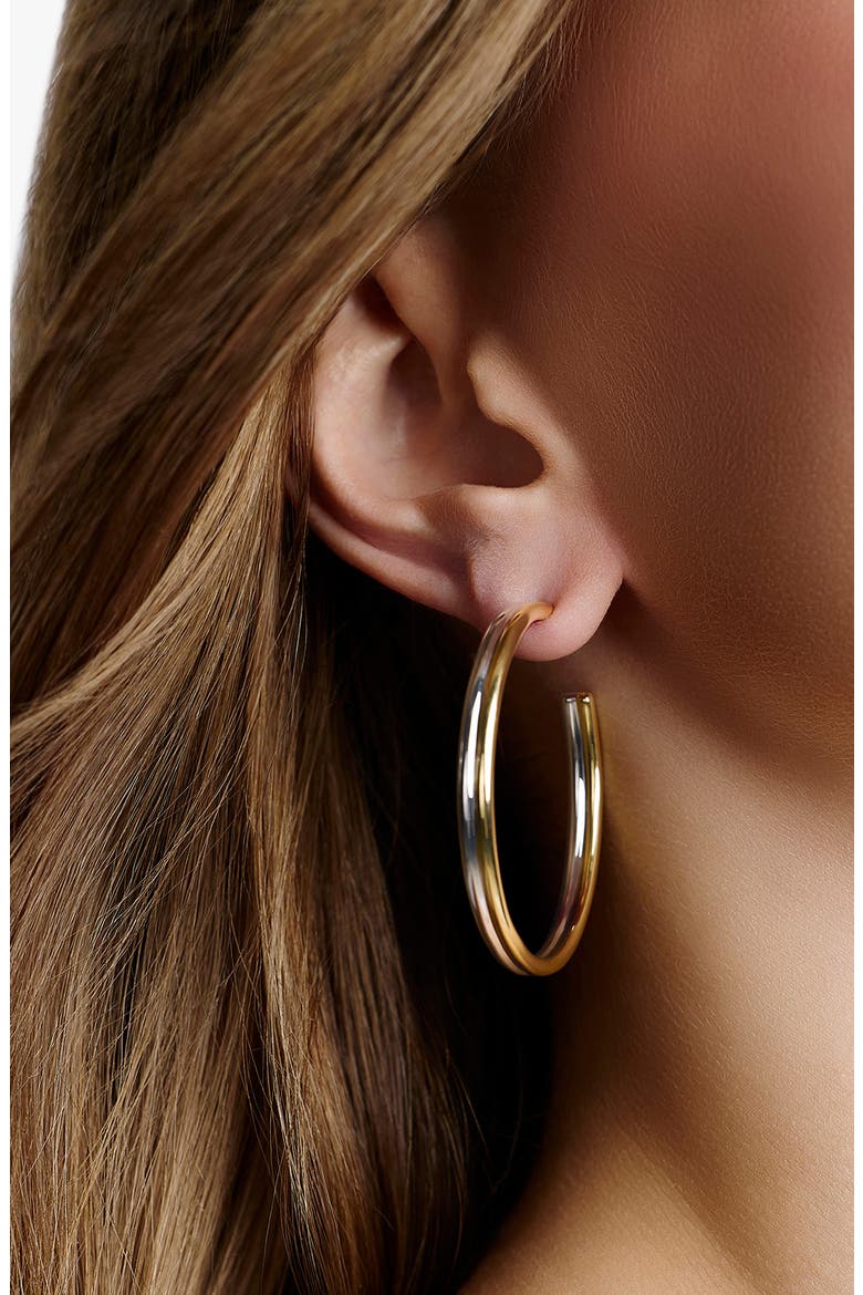 2-Tone Thread Hoop Earrings, Alternate, color, TWO TONE
