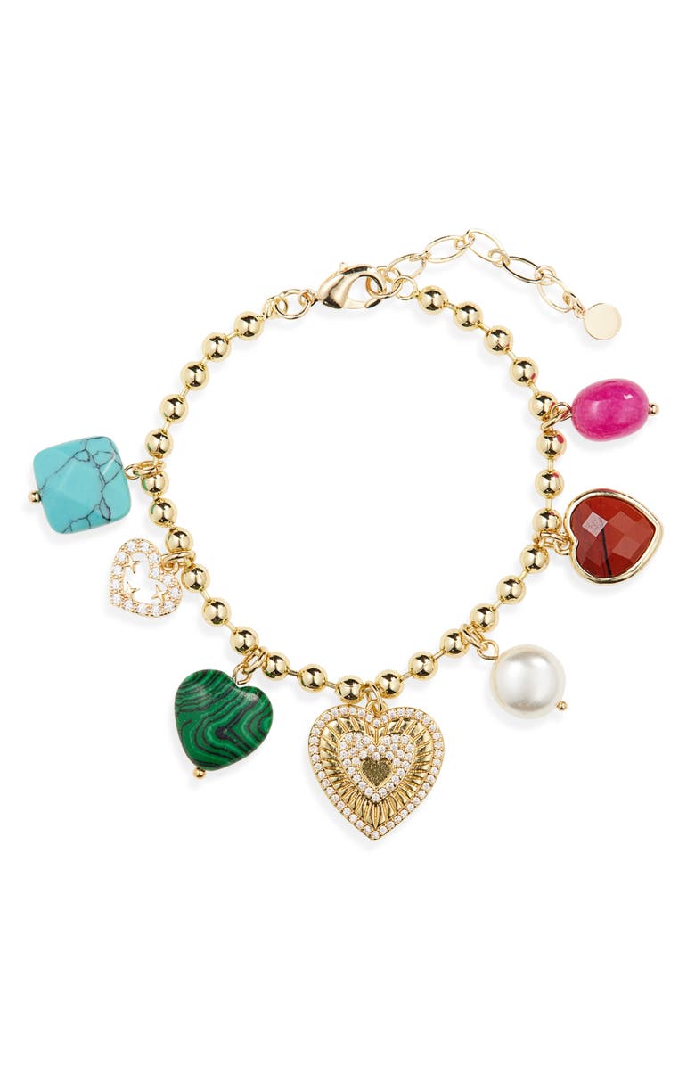 Panacea Semiprecious Stone 
Heart Charm Bracelet, Main, color, 