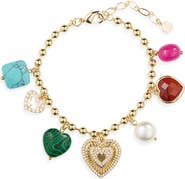 Panacea Semiprecious Stone & Heart Charm Bracelet
