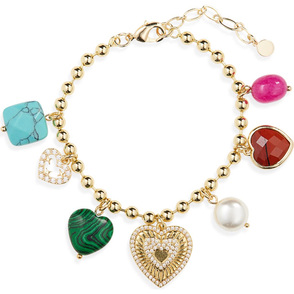 Panacea Semiprecious Stone & Heart Charm Bracelet In Multi