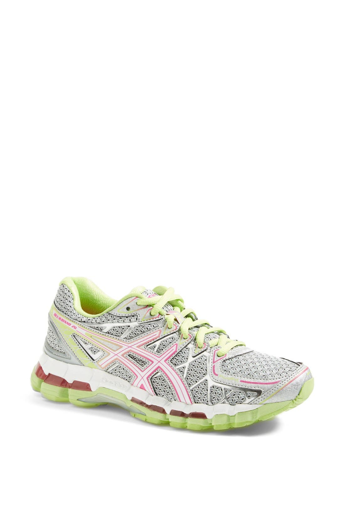 GEL-KAYANO® 20 Running Shoe, Main, color, GREY/ SILVER/ GREEN