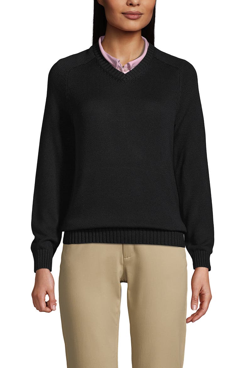 School Uniform Young  Cotton Modal V-neck Sweater, Main, color, Black