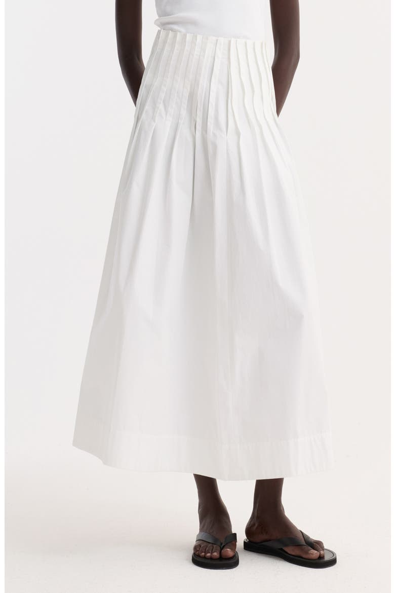 Pleated Cotton Poplin A-Line Skirt, Main, color, OPTIC WHITE