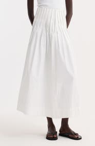 Róhe Pleated Cotton Poplin A-Line Skirt