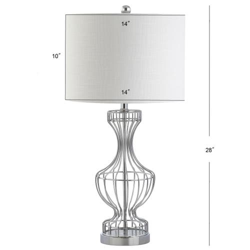 Jonathan Y Honore Metal Wire Frame Led Table Lamp In Chrome
