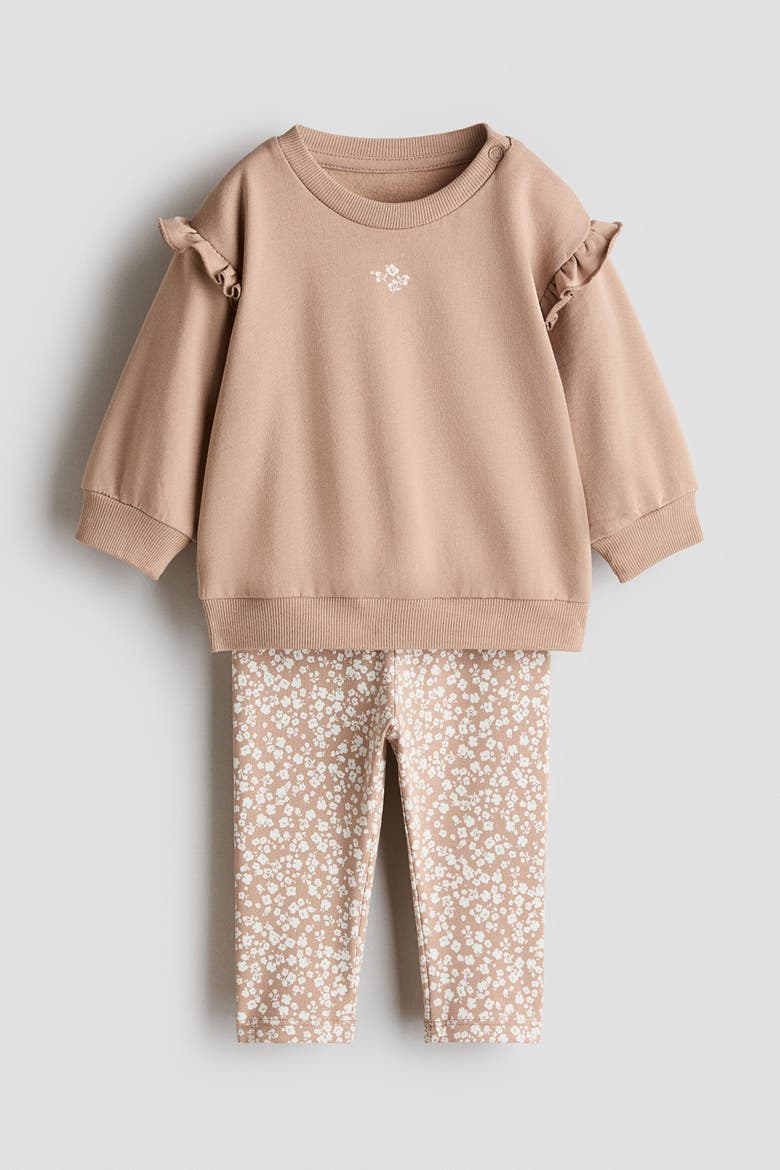 2-piece Sweatshirt And Leggings Set, Alternate, color, Beige/floral