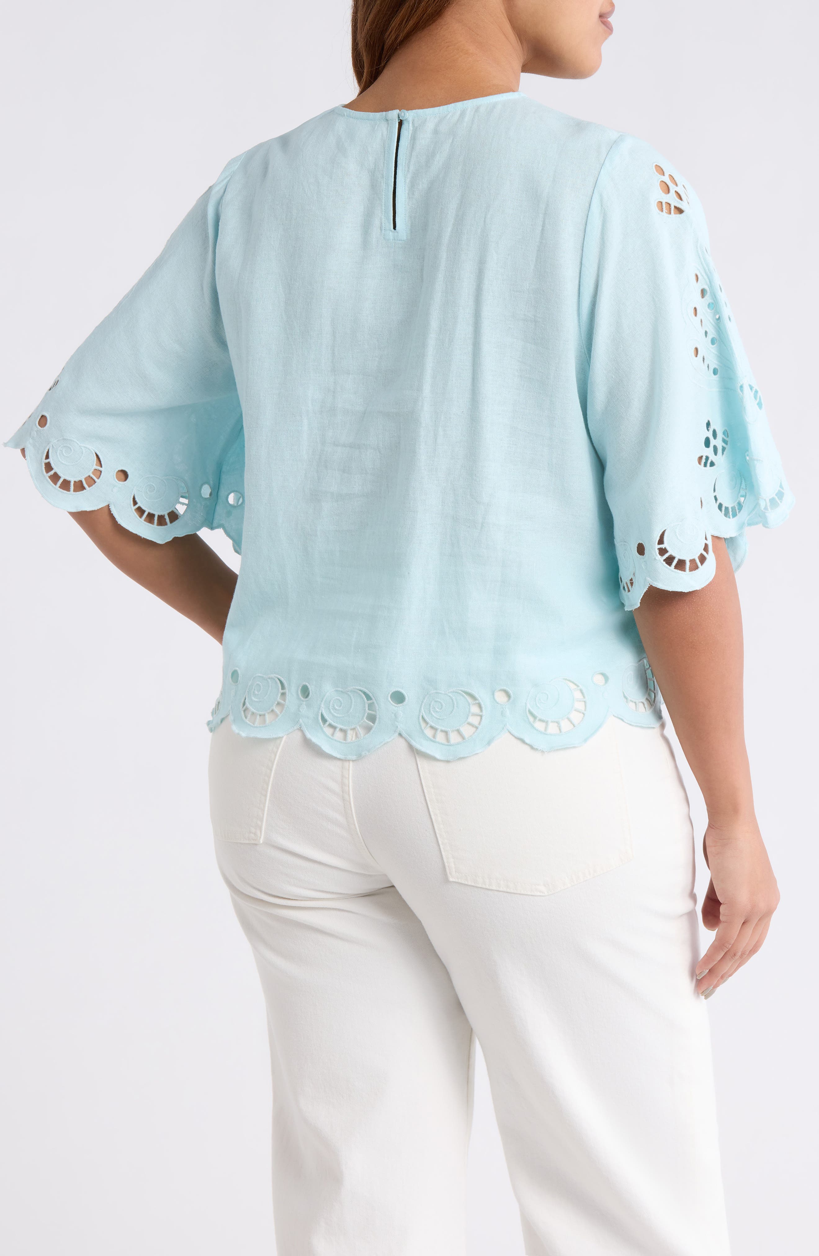 Cutout Linen Blend Top - image 2