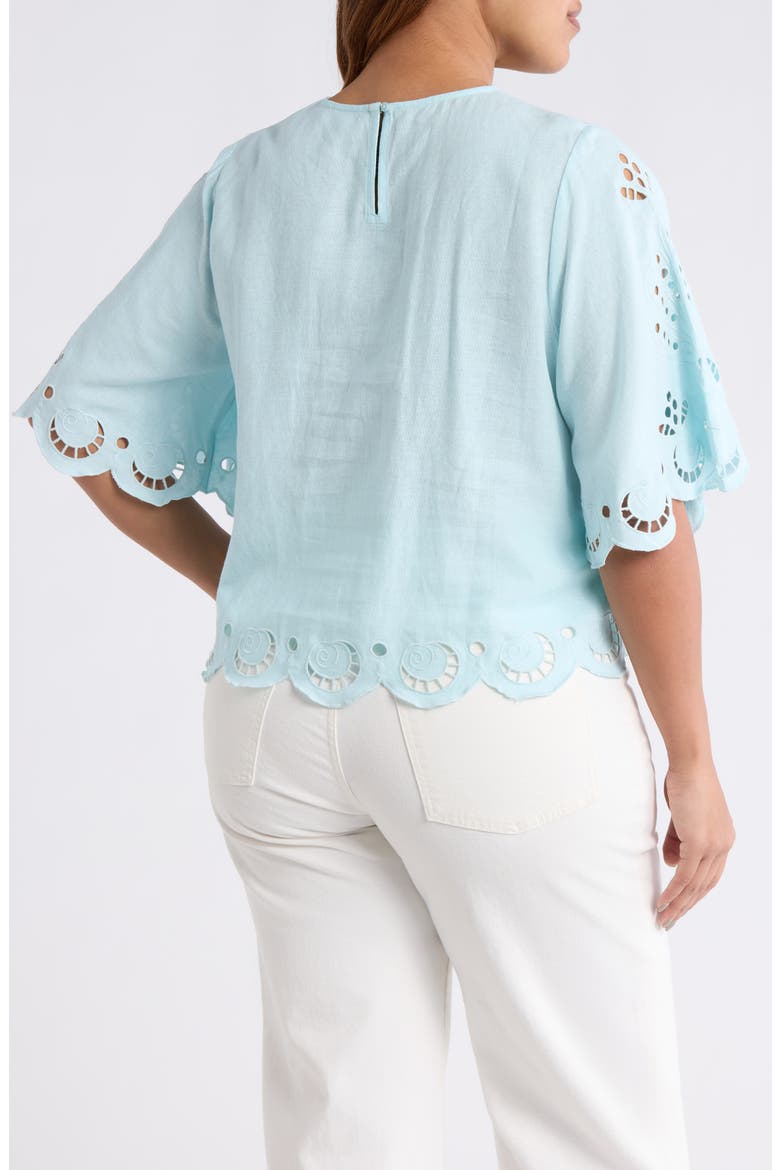 Cutout Linen Blend Top, Alternate, color, BLUE GLOW