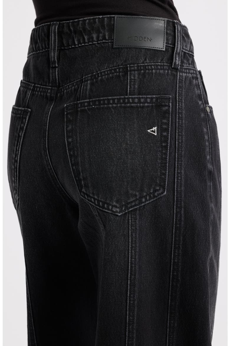 Seamed Ankle Barrel Leg Jeans, Alternate, color, BLACK