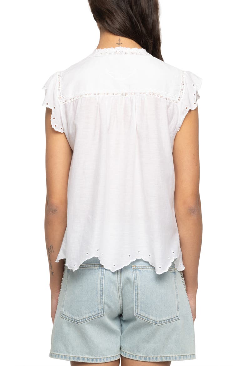 Tika Lace Trim Flutter Sleeve Top, Alternate, color, JUDO