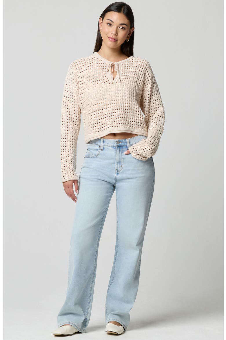 Keyhole Open Knit Crop Sweater, Alternate, color, QUARTZ
