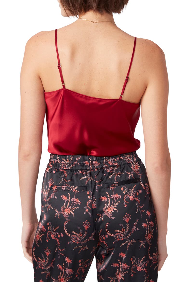 Giovanna Cowl Neck Silk Bodysuit, Alternate, color, DEEP GARNET