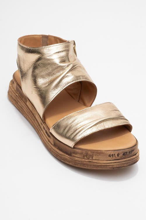 Forever & Always Shoes Lunas Leather Side-zip Flat Heel Sandal In Gold