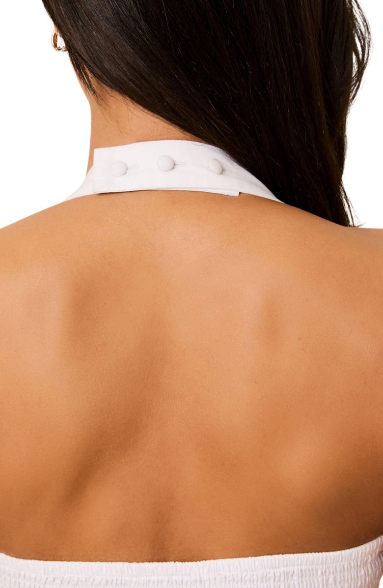 Solid & Striped The Pandora Smocked Cotton Halter Minidress, Alternate, color,