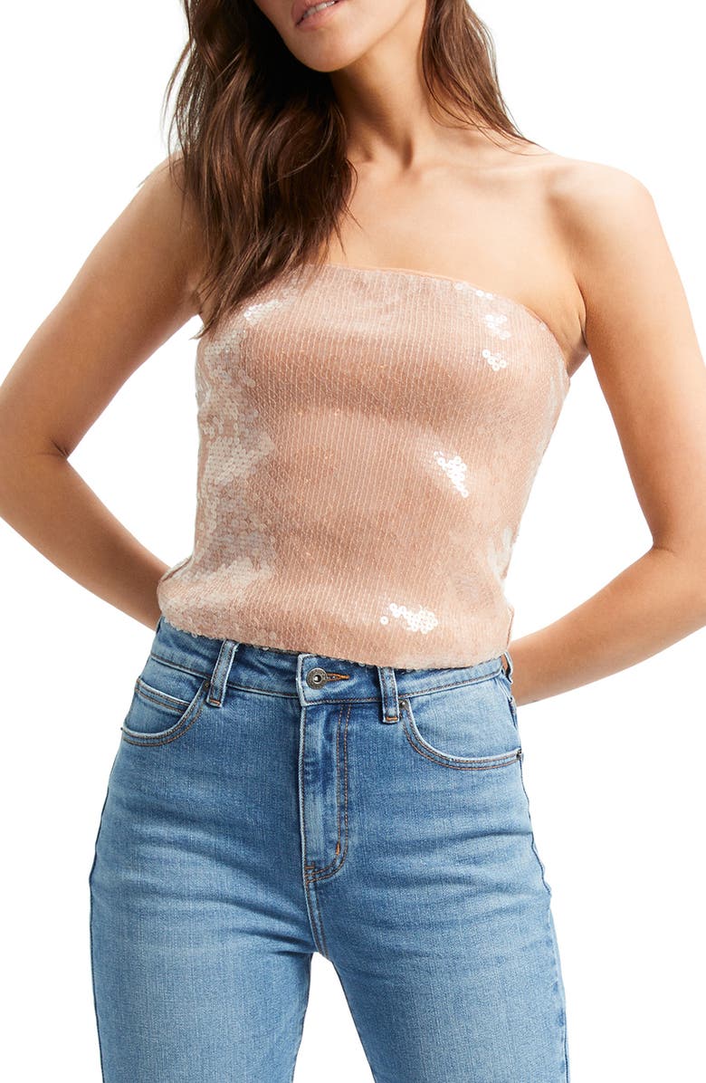 Bardot Launa Sequin Tube Top, Main, color, 