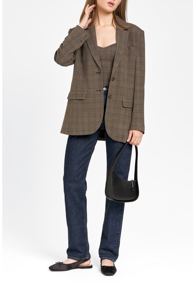 Amalia Plaid Blazer, Alternate, color, BROWN PLAID