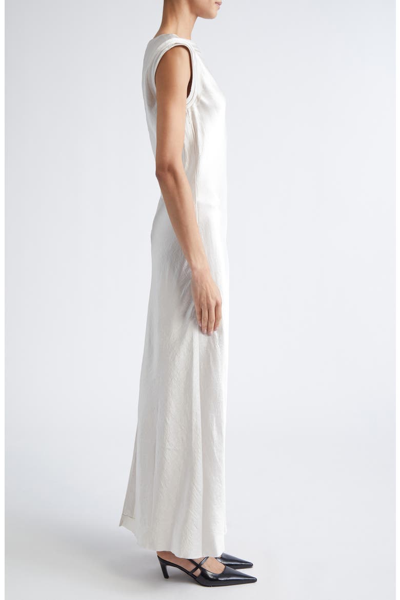 Embellished Cap Sleeve Washed Twill Gown, Alternate, color, OYSTER
