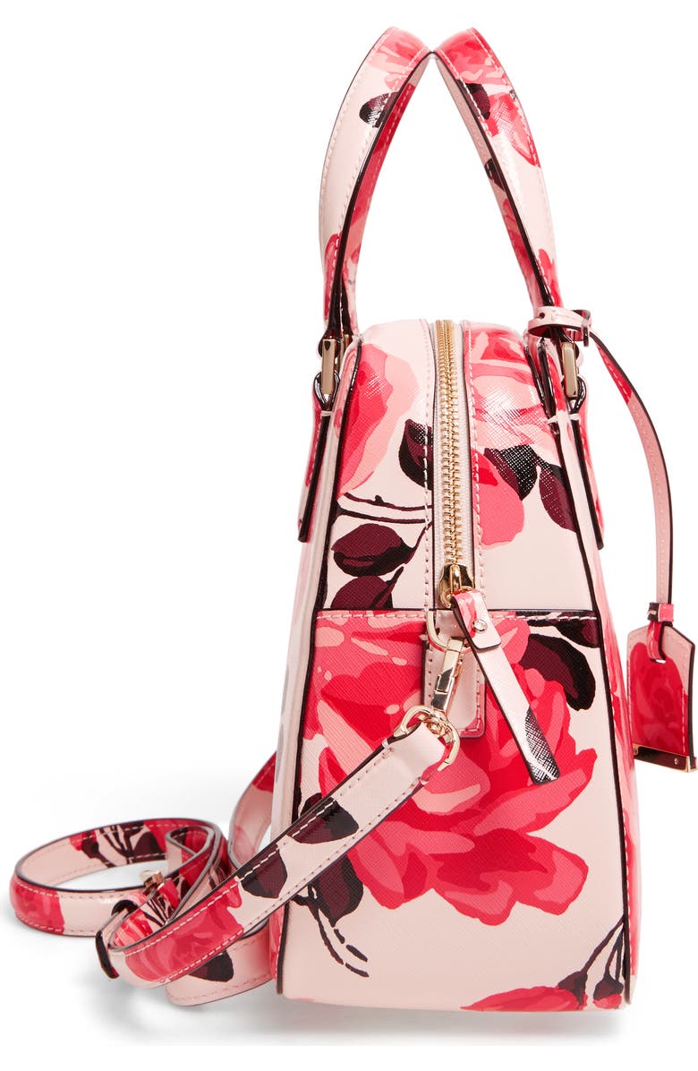 Kate Spade New York cameron street roses - little babe faux leather satchel, Alternate, color, Pink Sand Multi