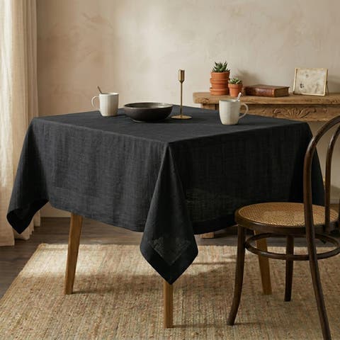 Linen Table Throw, 52 x 52 Inch for Dining Table, Holiday and Everyday Table Decor - Diana Medium Weight