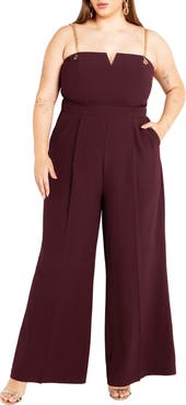 City Chic Nylah Chain Strap Wide Leg Jumpsuit