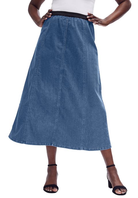 Stretch Denim Jegging Skirt (Plus Available)