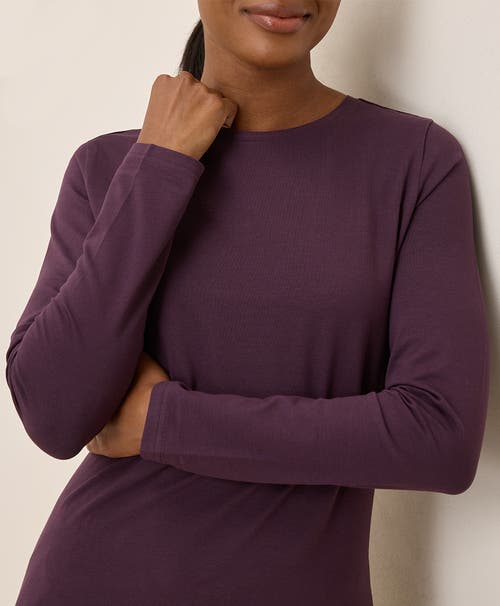 Pact Organic Cotton Luxe Stretch Jersey Slim Long Sleeve Tee In Plum