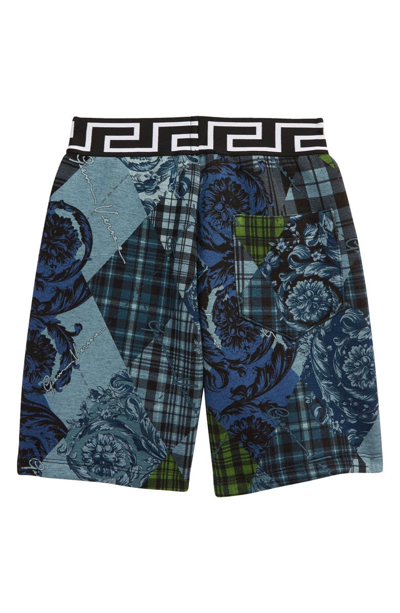 Versace Kids' Barocco Argyle Neoprene Shorts, Alternate, color, 