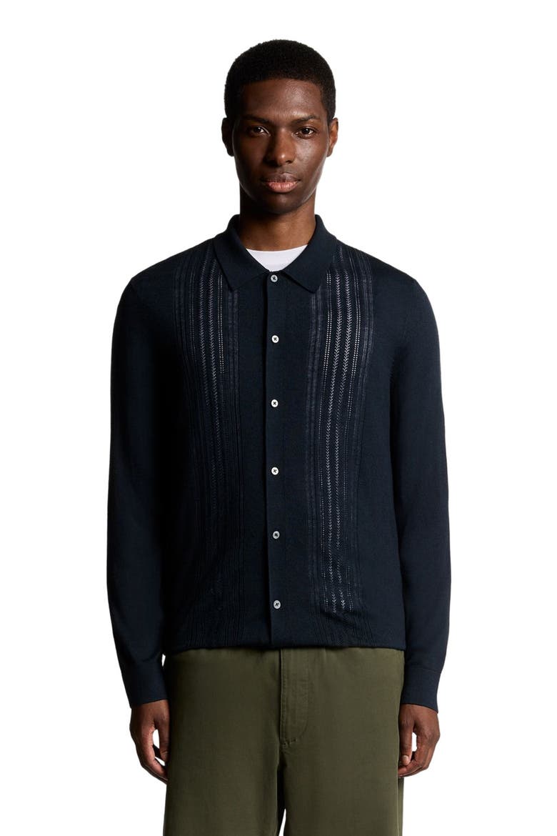 Long Sleeve Cable Knitted Shirt, Main, color, Carbon