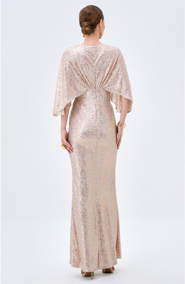 Bariano Oprah Cape Gown, Alternate, color, Nude/Copper