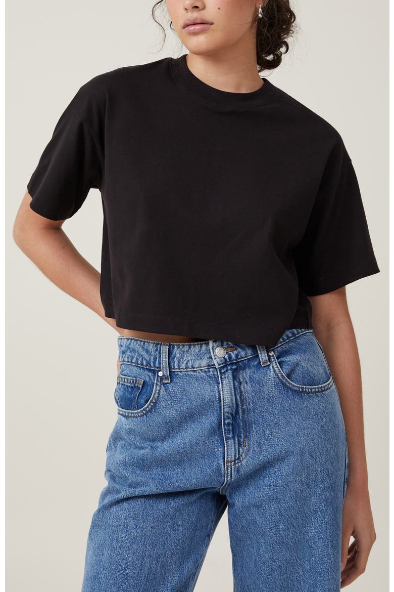 Cropped Boxy Tee, Main, color, BLACK
