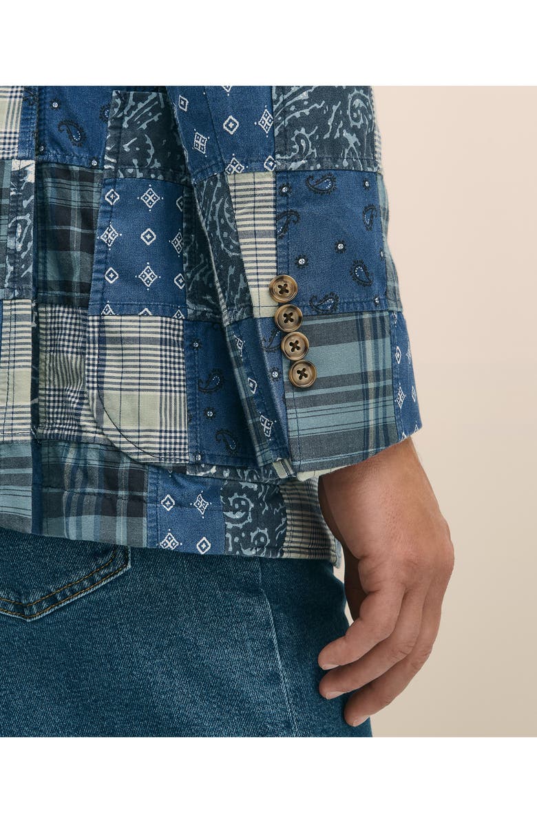 Brooks Brothers Classic Fit Cotton Patchwork Madras Sport Coat, Alternate, color, Navy