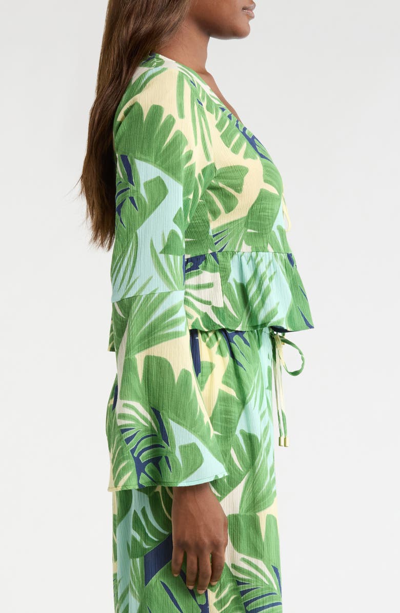 Sanctuary Crinkled Side Slit Cover-Up Pants, Alternate, color, Green Multi