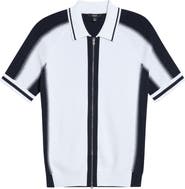 Reiss Kenley Colorblock Full Zip Knit Shirt