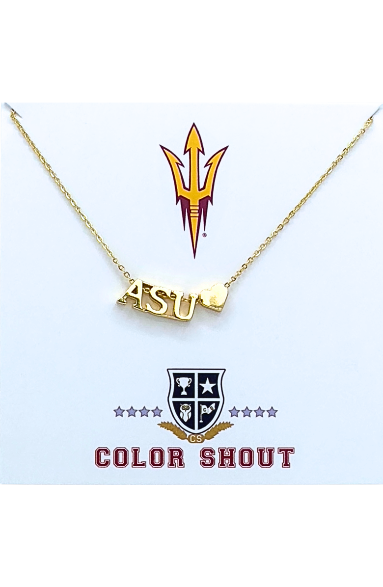 Color Shout Arizona State University Gold Heart Necklace, Main, color, Yellow Gold